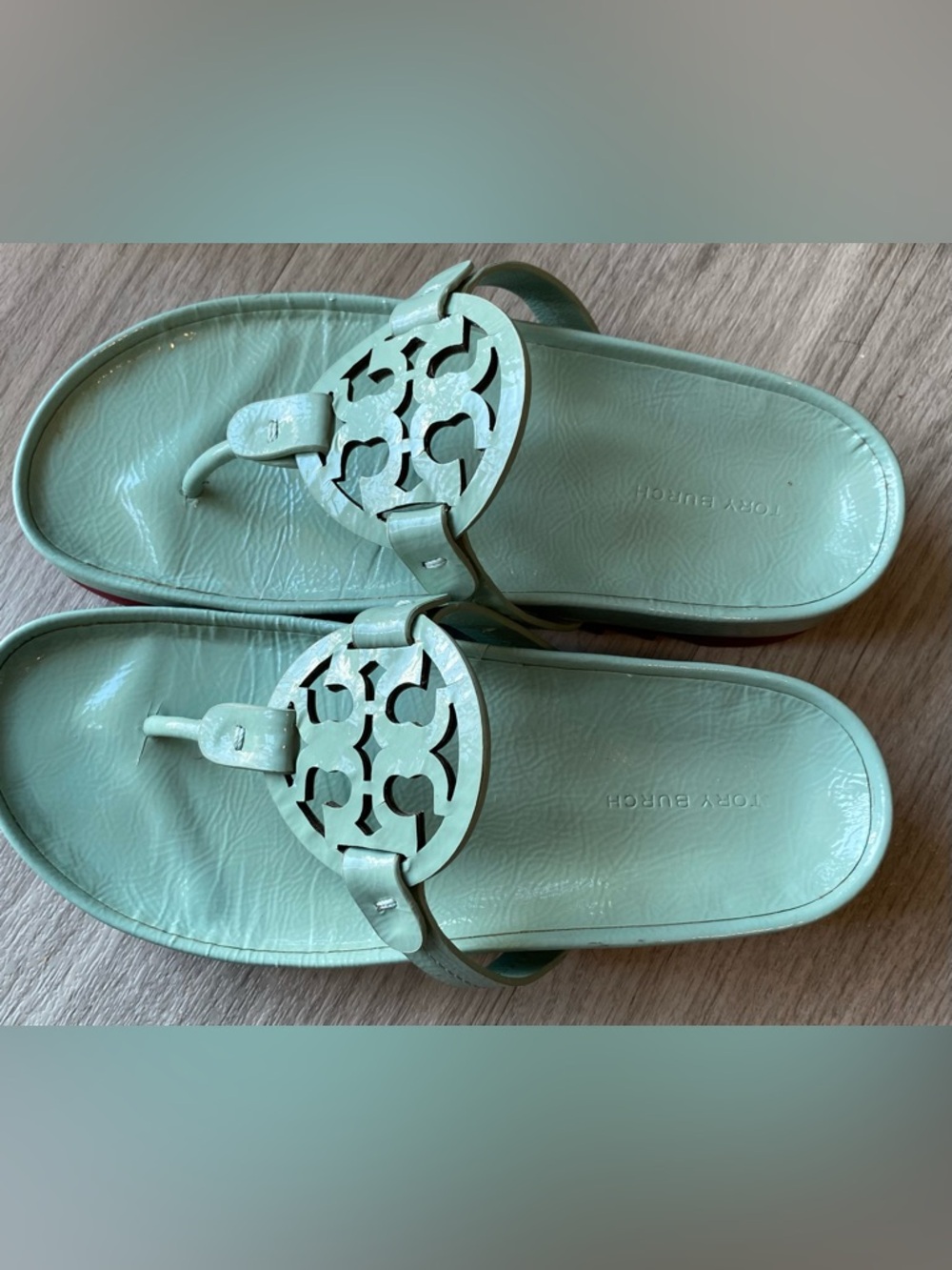 Tory Burch Miller Cloud Sandals – Sea Wind/Red (7.5 - Picture 2 of 9